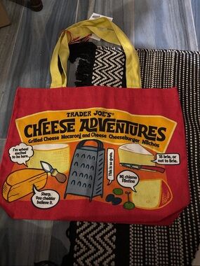 Trader Joe's Cheese Adventures Red Canvas Tote Shoulder Bag